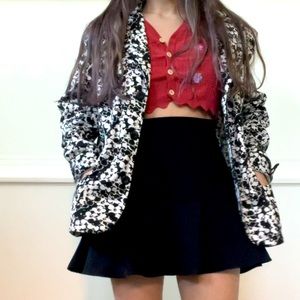 Black and White Floral Women’s Business Professional Work Outfit Coat